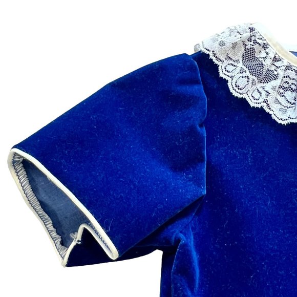Vintage Blue Velvet Lace Collar Dropwaist Winnie the Pooh 6X Dress - Picture 4 of 9